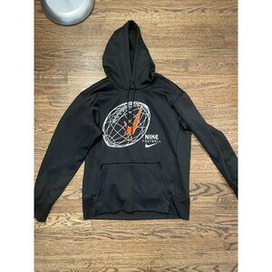 Mens Black Orange Nike Football Dri Fit Hooded Hoodie Sweatshirt Size Medium